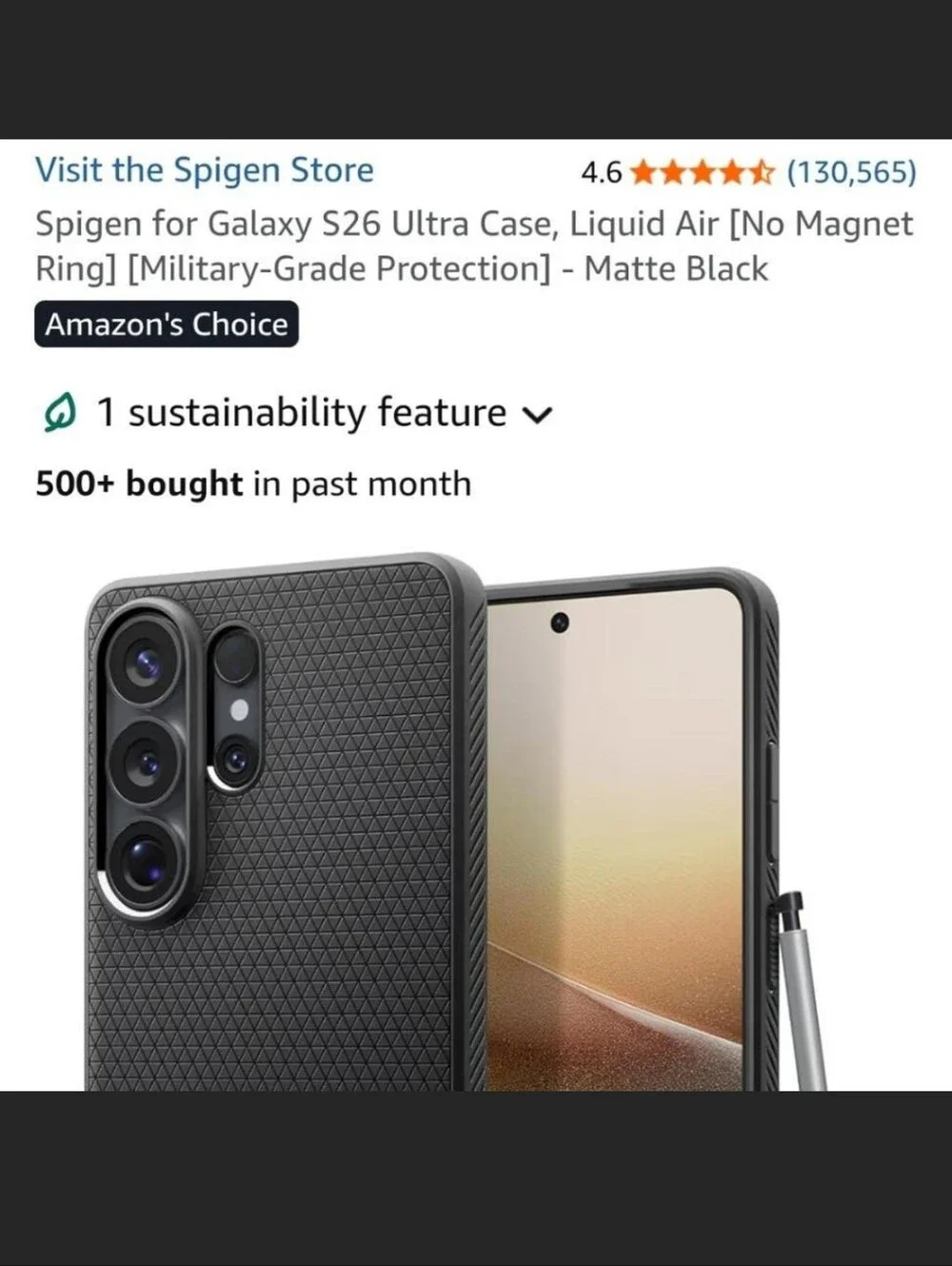 Spigen Liquid Air Case for Galaxy S26 Ultra - Black